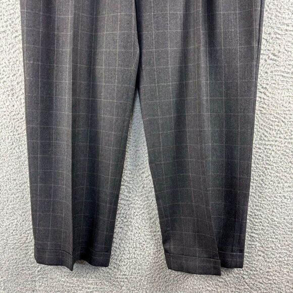 T Harris Wool Dress Pants Mens 36 Gray Plaid Business Casual Office Wedding - Picture 2 of 16